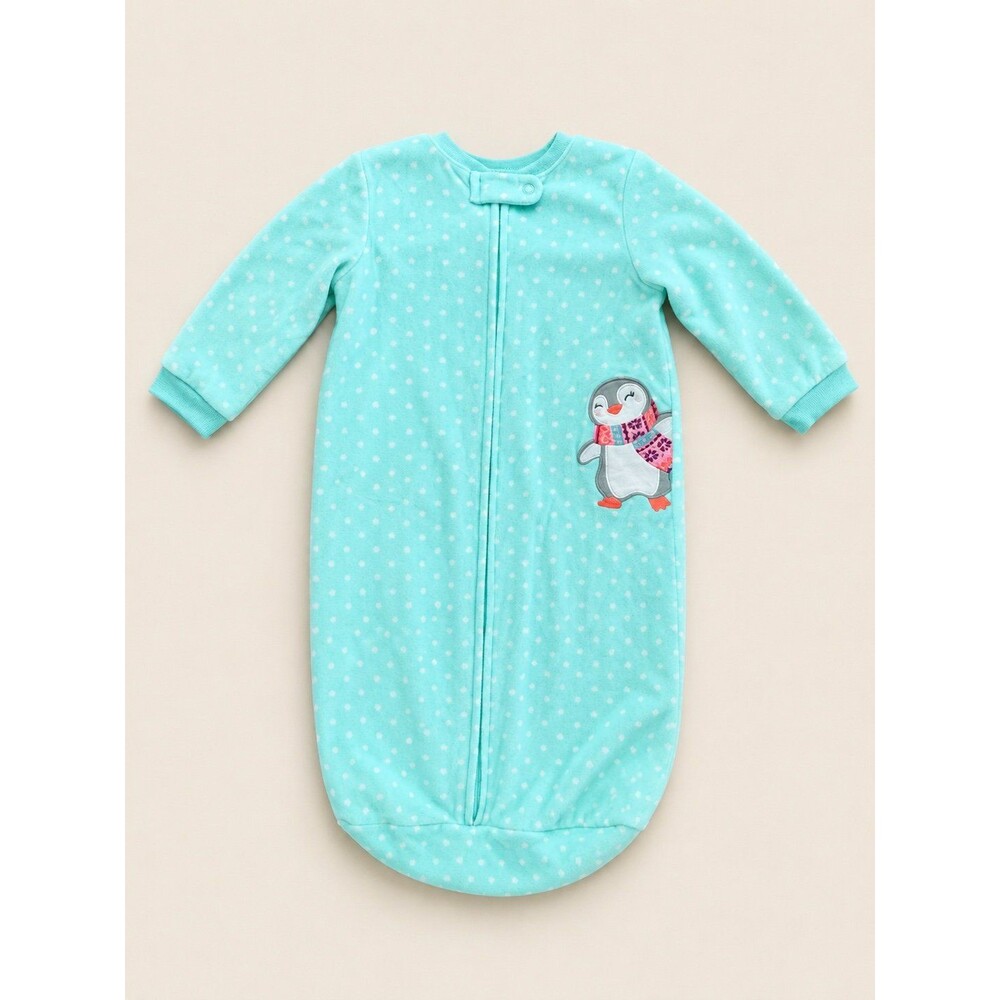 Carter’s Mint Penguin Fleece Sleep Sack Gown 0-9 Months Baby Sleeper
